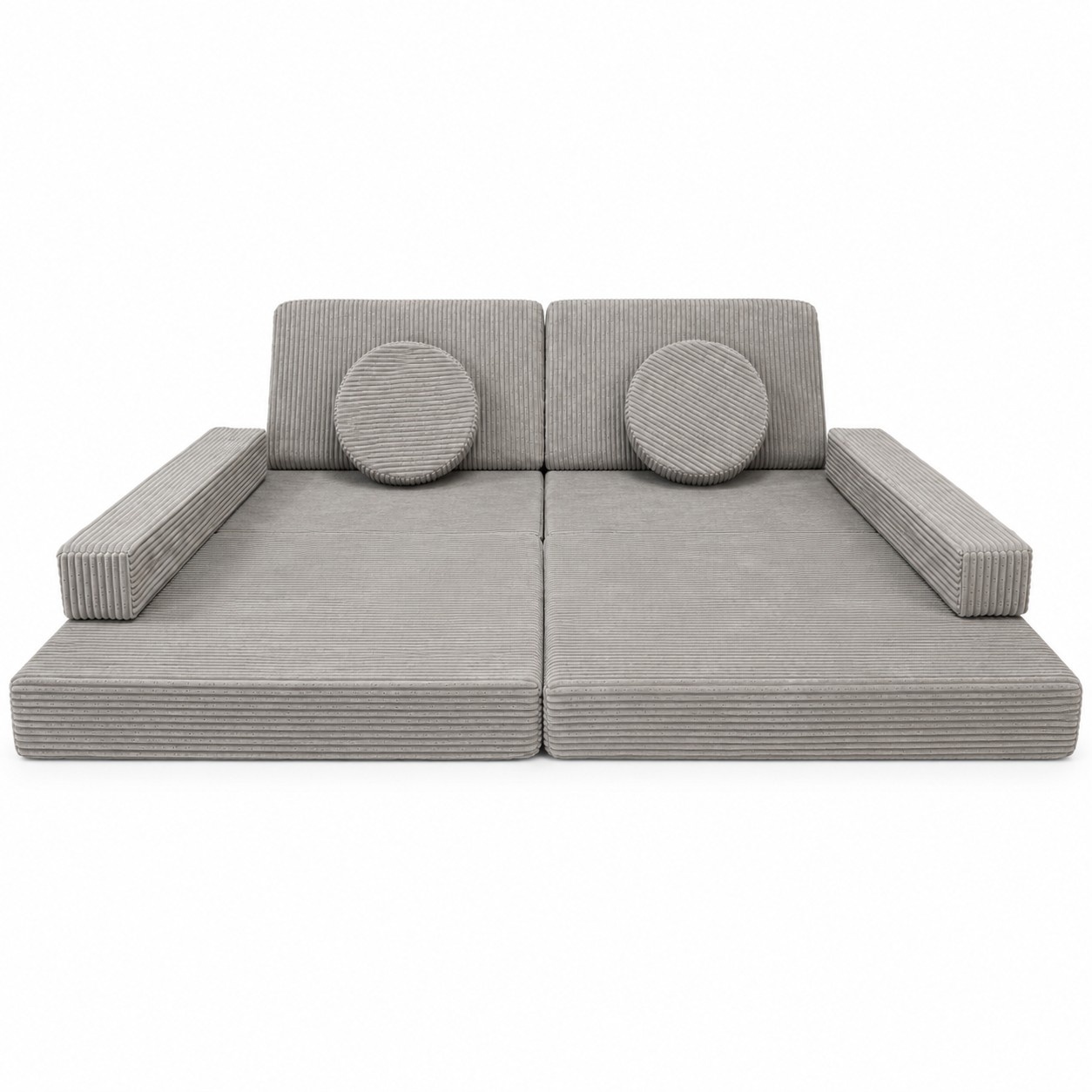 Speelbank - modulaire kinderbank - 142 cm - grijs ribstof