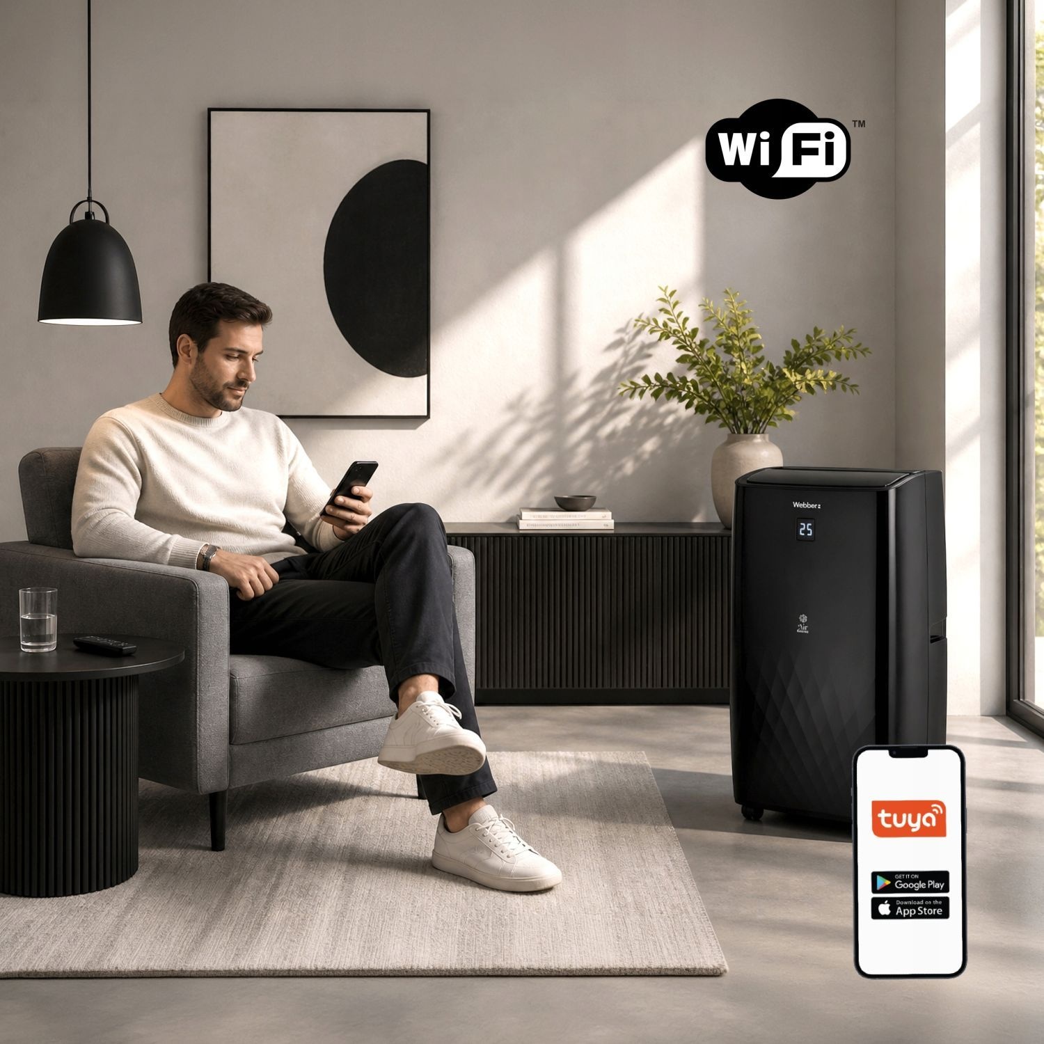Mobiele airco 9000 BTU - wifi - verwarmen en ontvochtigen