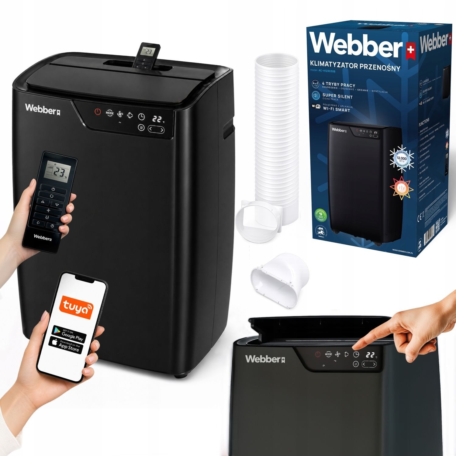Mobiele airco 12000 BTU - wifi - verwarmen en ontvochtigen