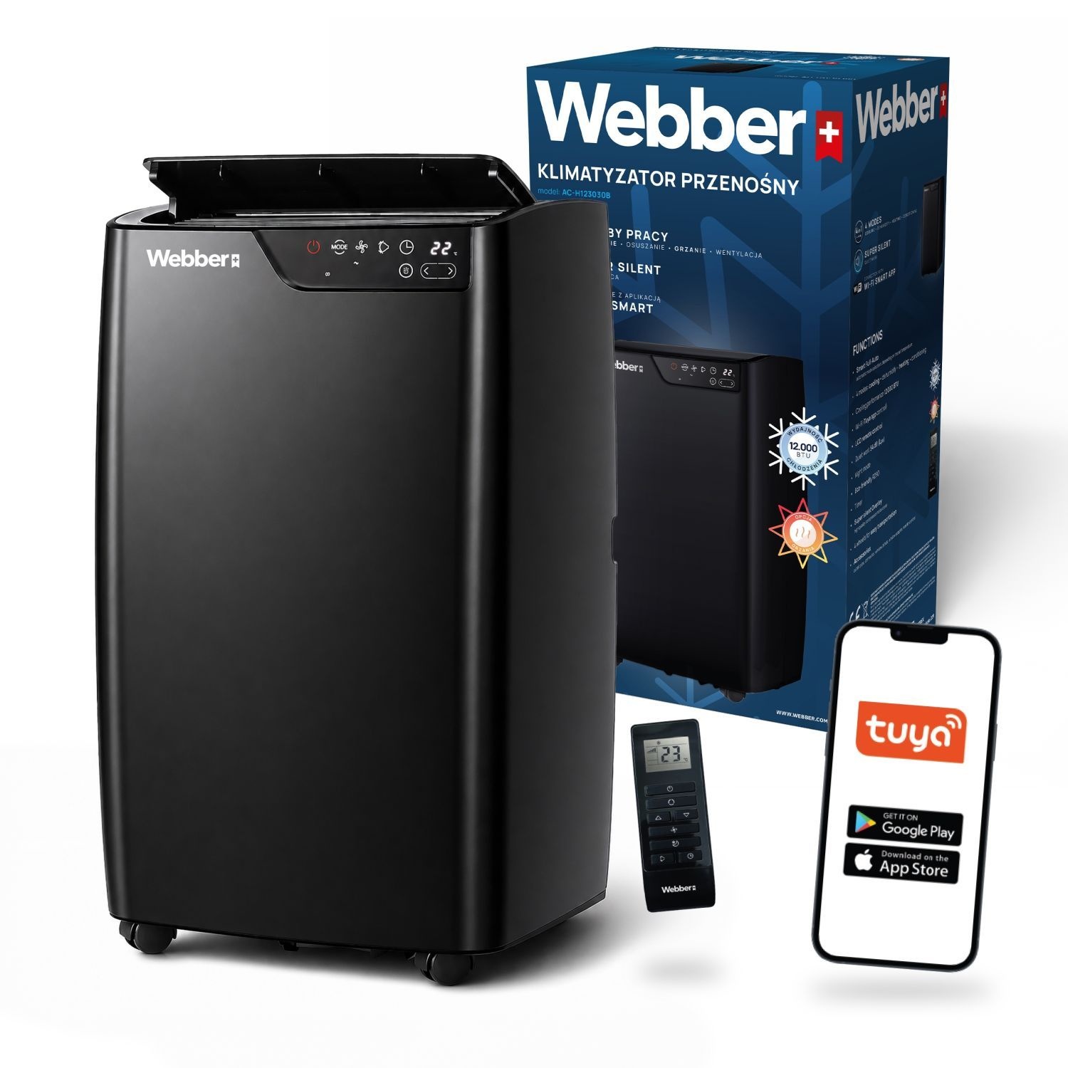 Mobiele airco 12000 BTU - wifi - verwarmen en ontvochtigen