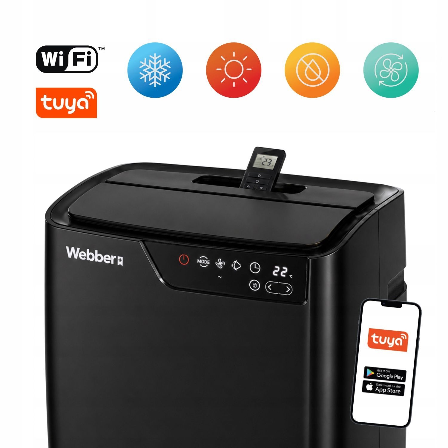 Mobiele airco 12000 BTU - wifi - verwarmen en ontvochtigen