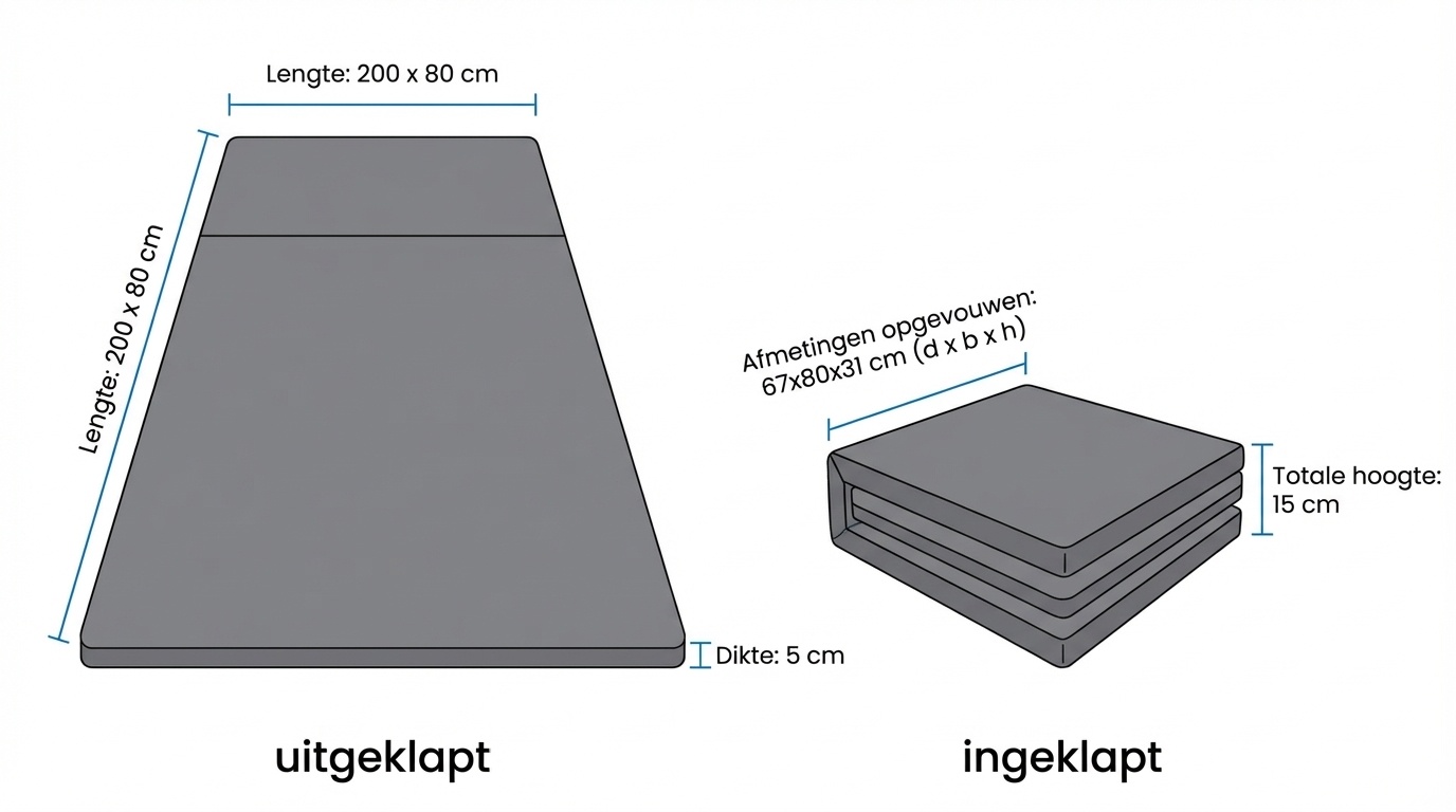 Fitness matras opvouwbaar 80x200x5 waterdicht