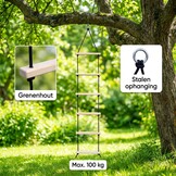 Touwladder - 6 sporten - 35x200 cm - tot 100 kg - grenenhout