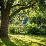 Touwladder - 6 sporten - 35x200 cm - tot 100 kg - grenenhout