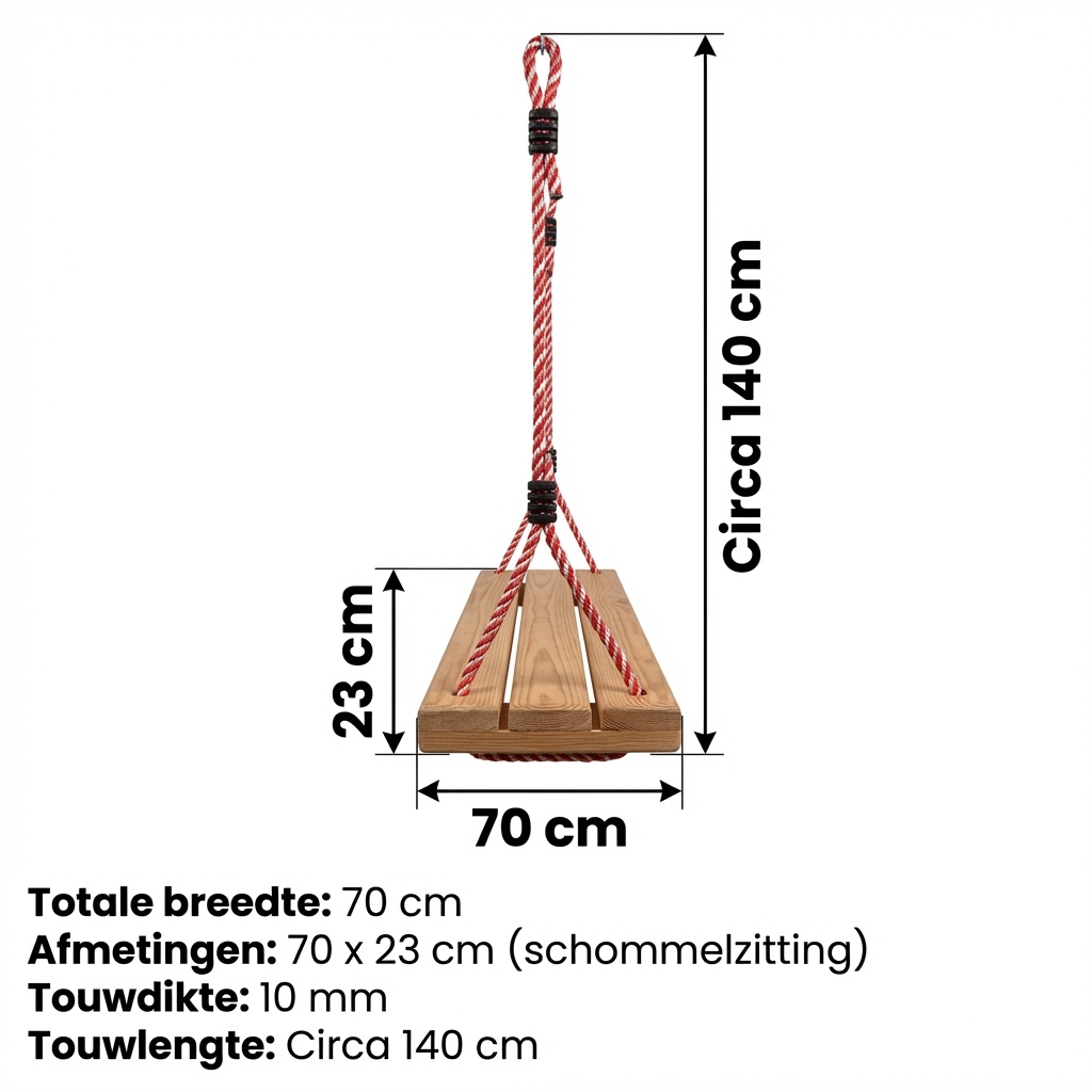 Houten schommel - groot - 70x23 cm - gelakt