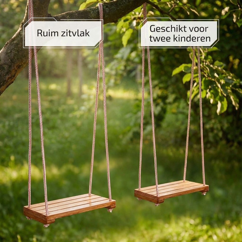 Houten schommel - groot - 70x23 cm - gelakt