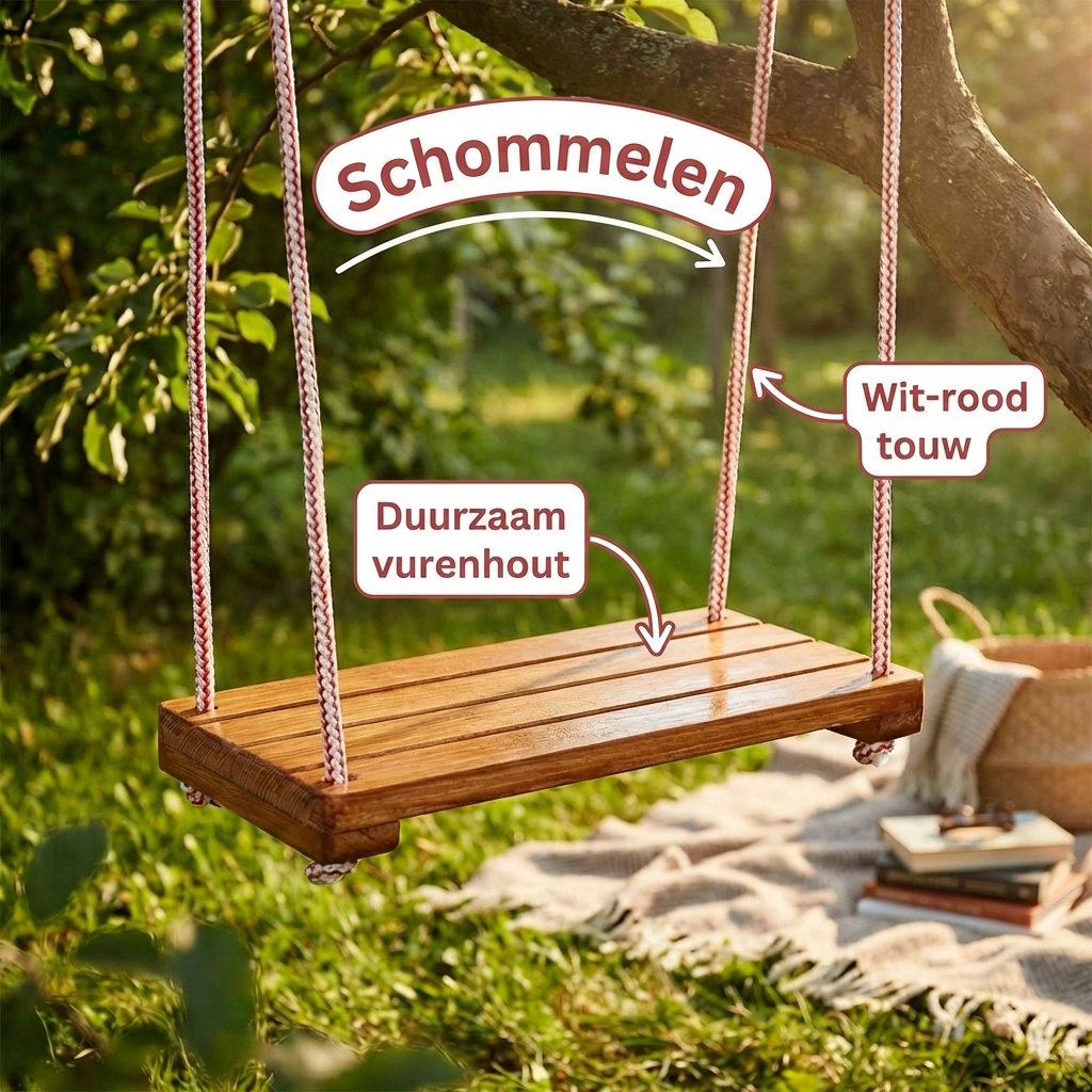 Houten schommel - groot - 70x23 cm - gelakt