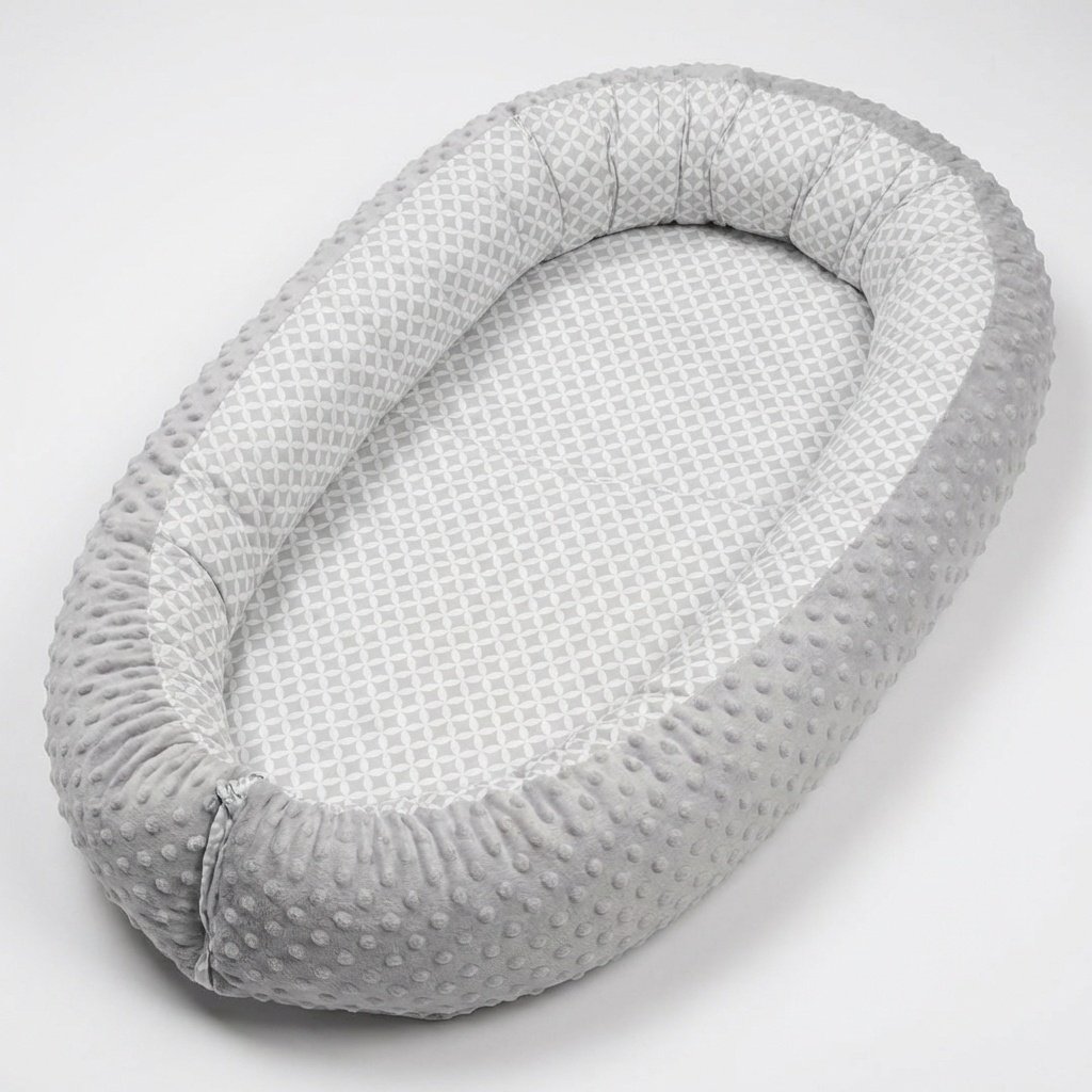 Babynestje - babynest - 82x54cm - diamant patroon - grijs