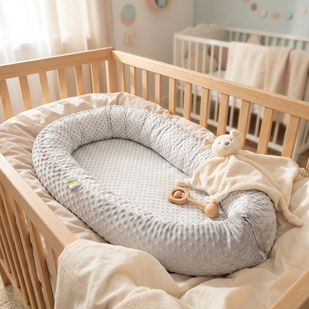 Babynestje - babynest - 82x54cm - diamant patroon - grijs