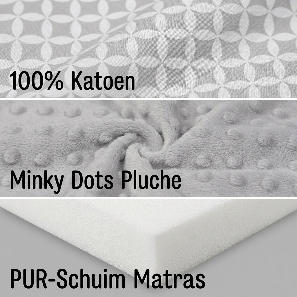 Babynestje - babynest - 82x54cm - diamant patroon - grijs
