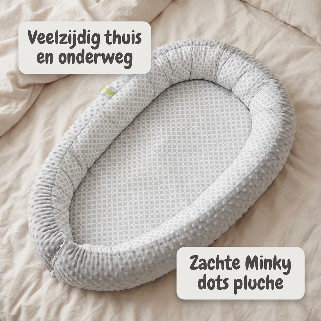 Babynestje - babynest - 82x54cm - diamant patroon - grijs
