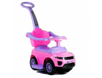 Loopauto - met duwstang - 62x44x85 cm - roze - tot 27 kg