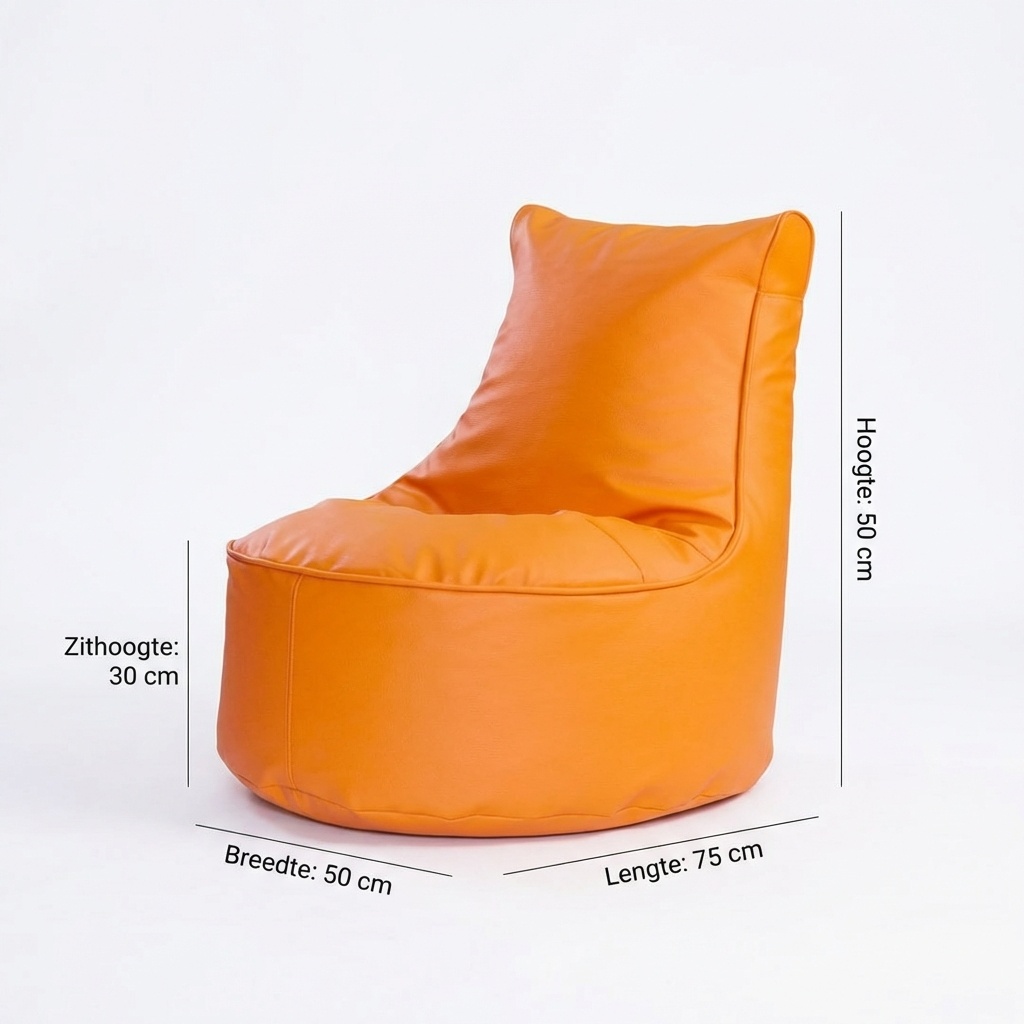 Zitzak kind oranje kunstleer 75cm