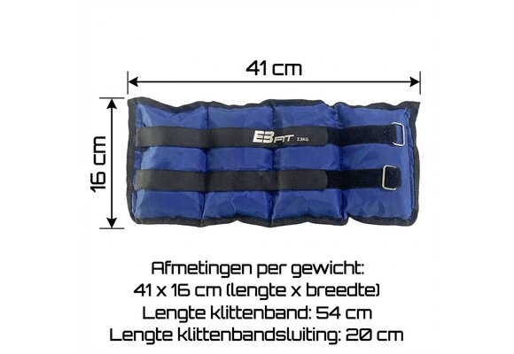 Enkelgewichten - Polsgewichten - 5 kg (2x2,5 kg) - blauw