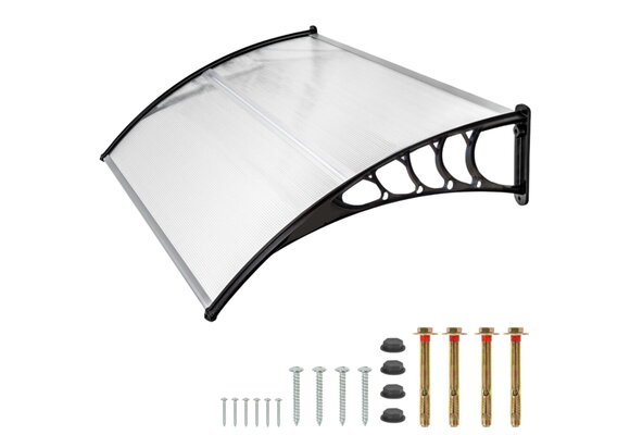 Luifel voordeur 150x80 cm | Transparant Polycarbonaat & Aluminium