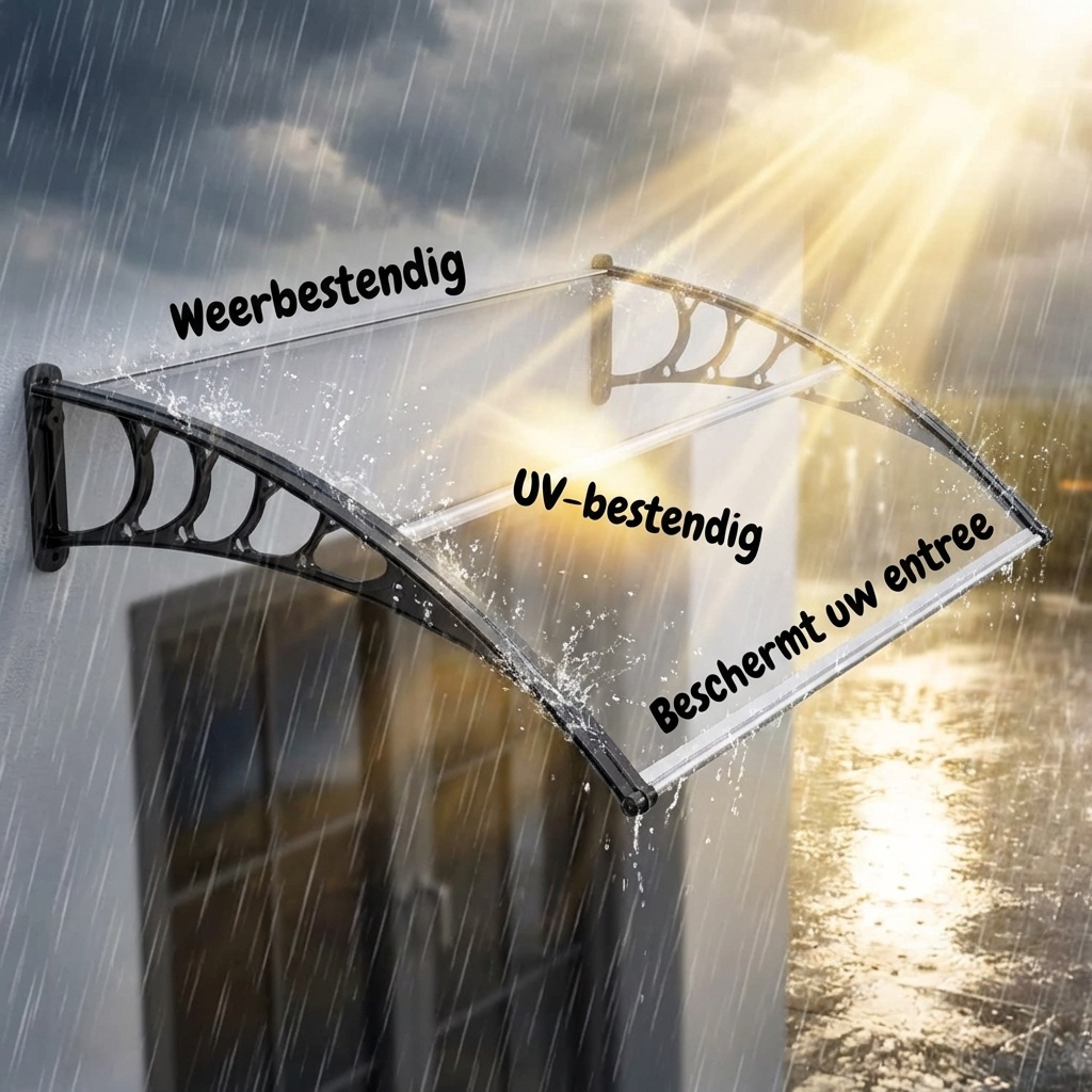 Luifel voordeur 150x80 cm | Transparant Polycarbonaat & Aluminium