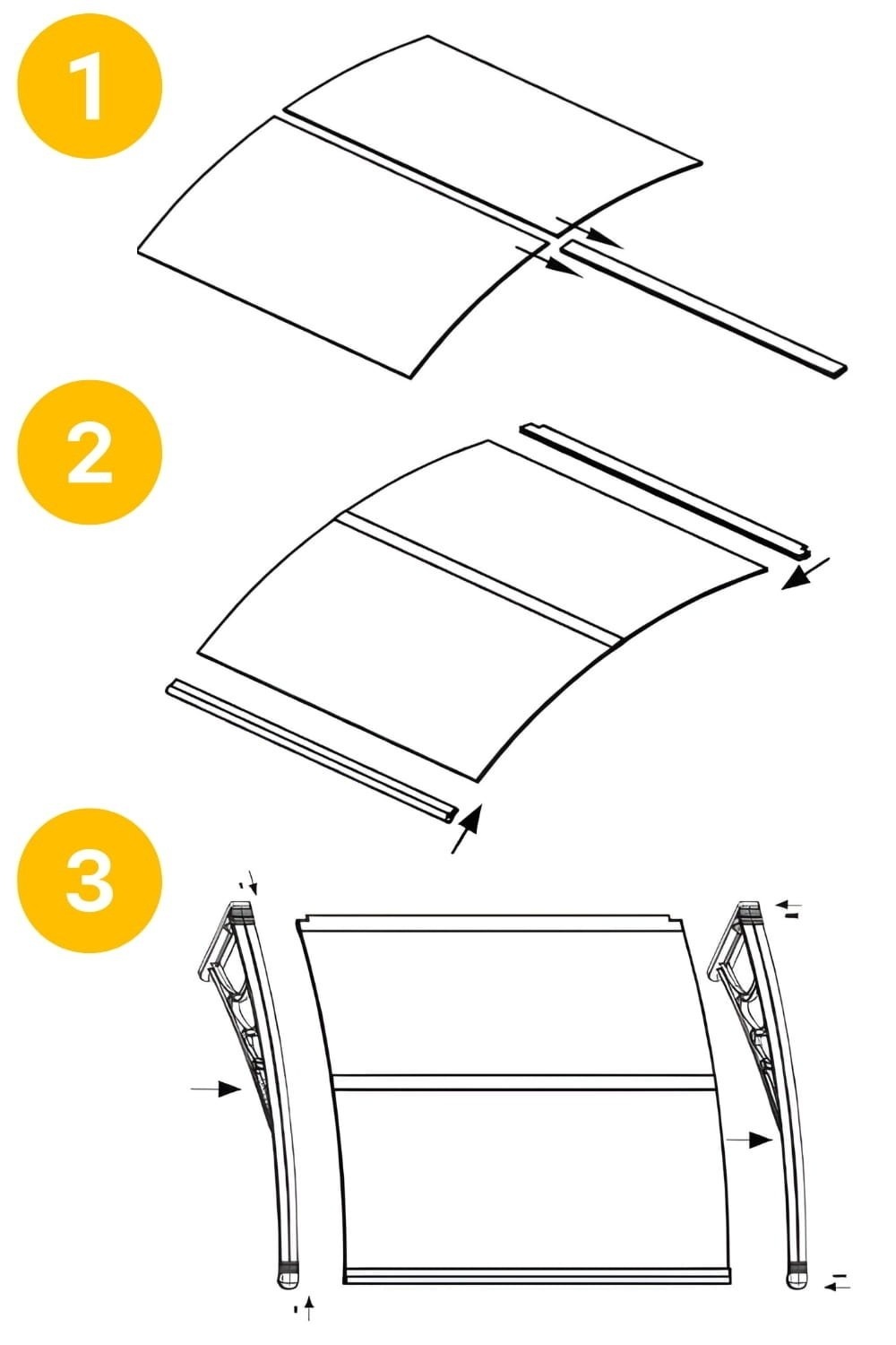 Luifel voordeur 150x80 cm | Transparant Polycarbonaat & Aluminium
