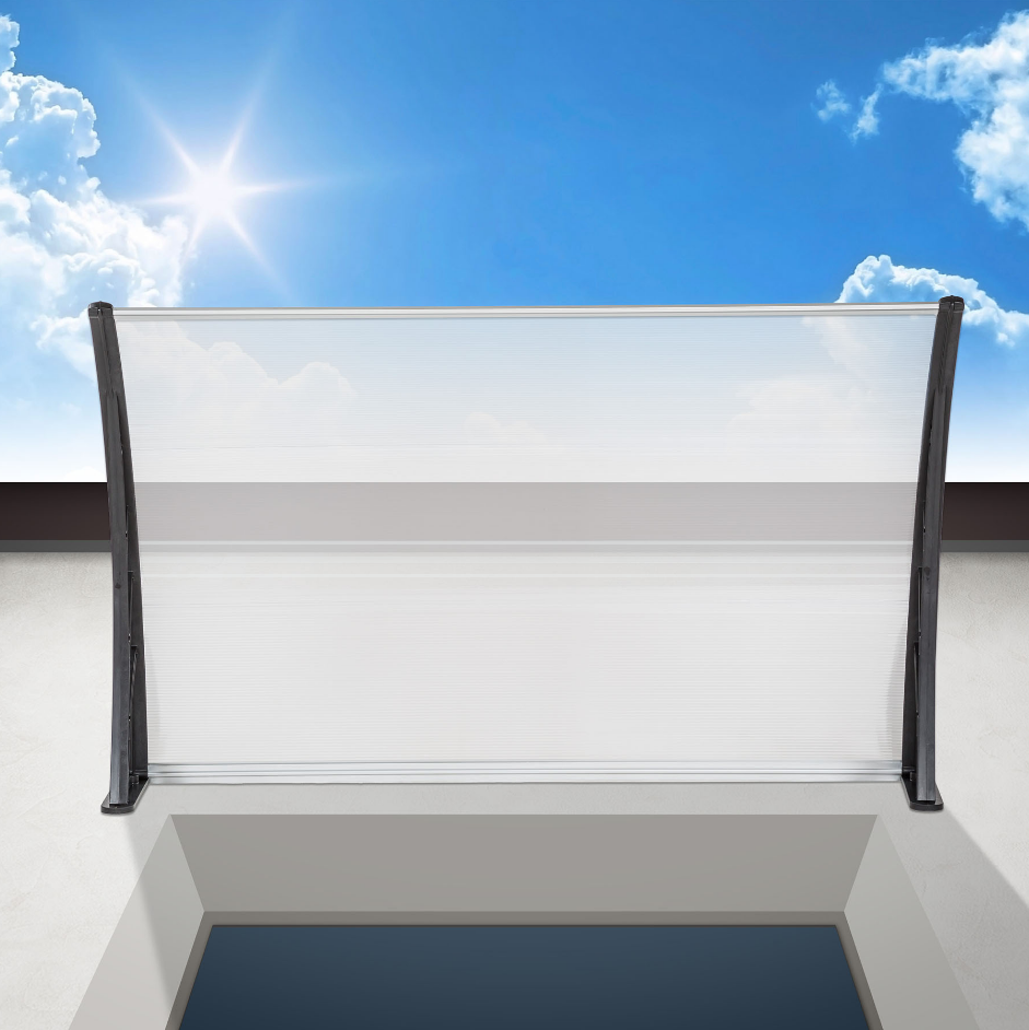 Luifel voordeur 150x80 cm | Transparant Polycarbonaat & Aluminium