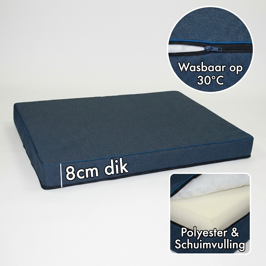 Hondenkussen - maat M - 50x60x8cm - wasbaar - marineblauw