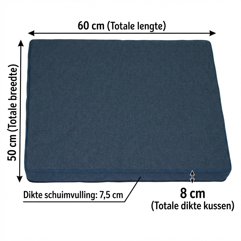 Hondenkussen - maat M - 50x60x8cm - wasbaar - marineblauw
