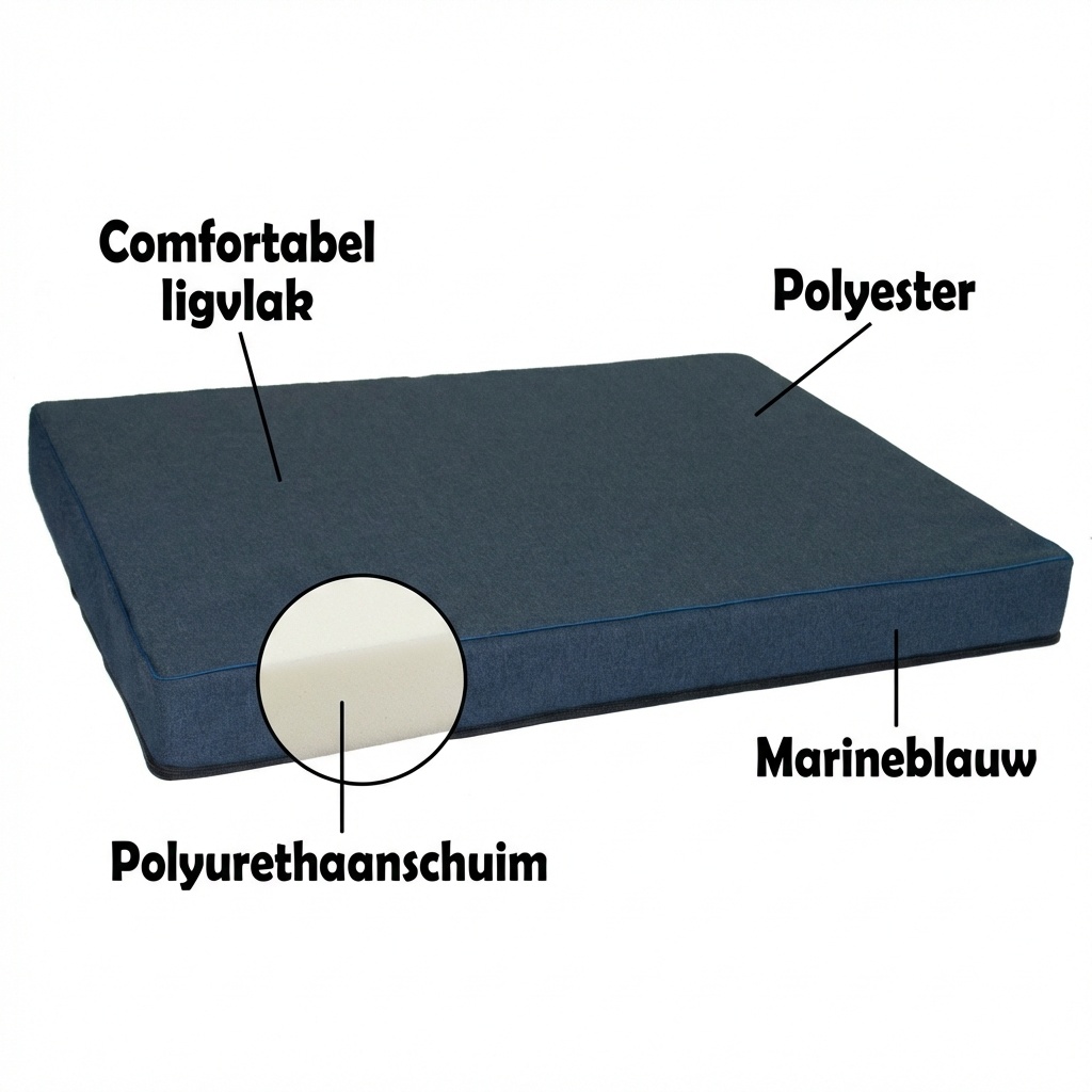 Hondenkussen - maat M - 50x60x8cm - wasbaar - marineblauw