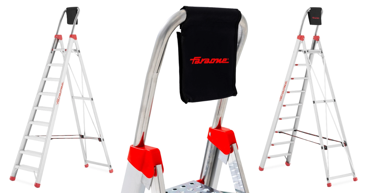 Huishoudtrap 9 treden - werkhoogte 397 cm - aluminium - FARAONE