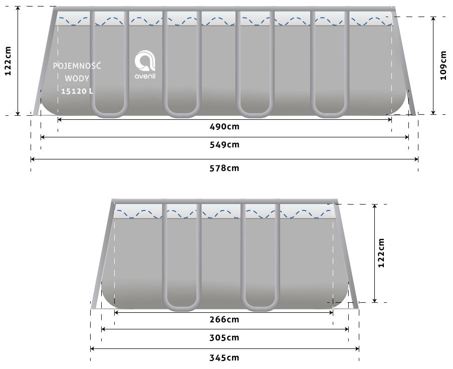 Opzetzwembad - 549 x 305 x 122 cm - Avenli - complete set