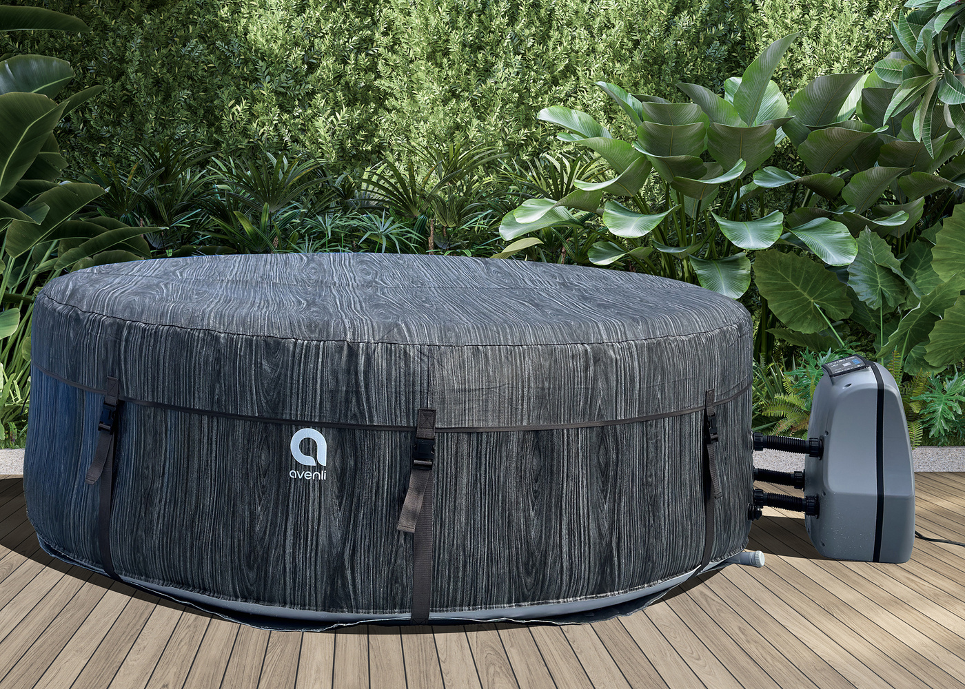 Opblaasbare spa Nice - 6 personen - 204x70 cm - houtlook