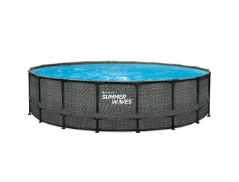 Opzet zwembad - rond 549x132 cm - grijs rattan look