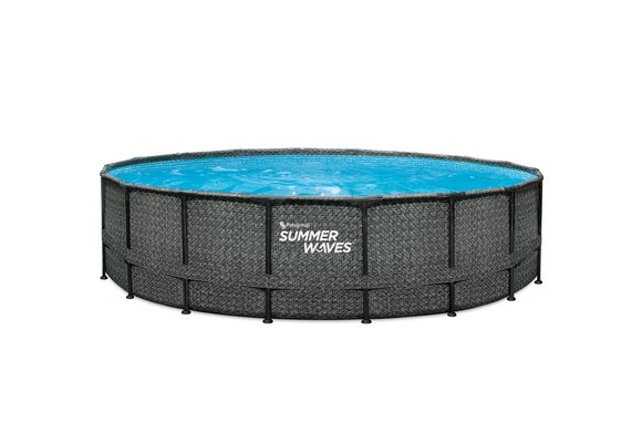 Opzet zwembad - rond 549x132 cm - grijs rattan look