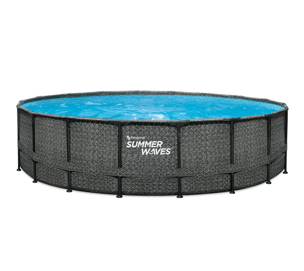 Opzet zwembad - rond 549x132 cm - grijs rattan look