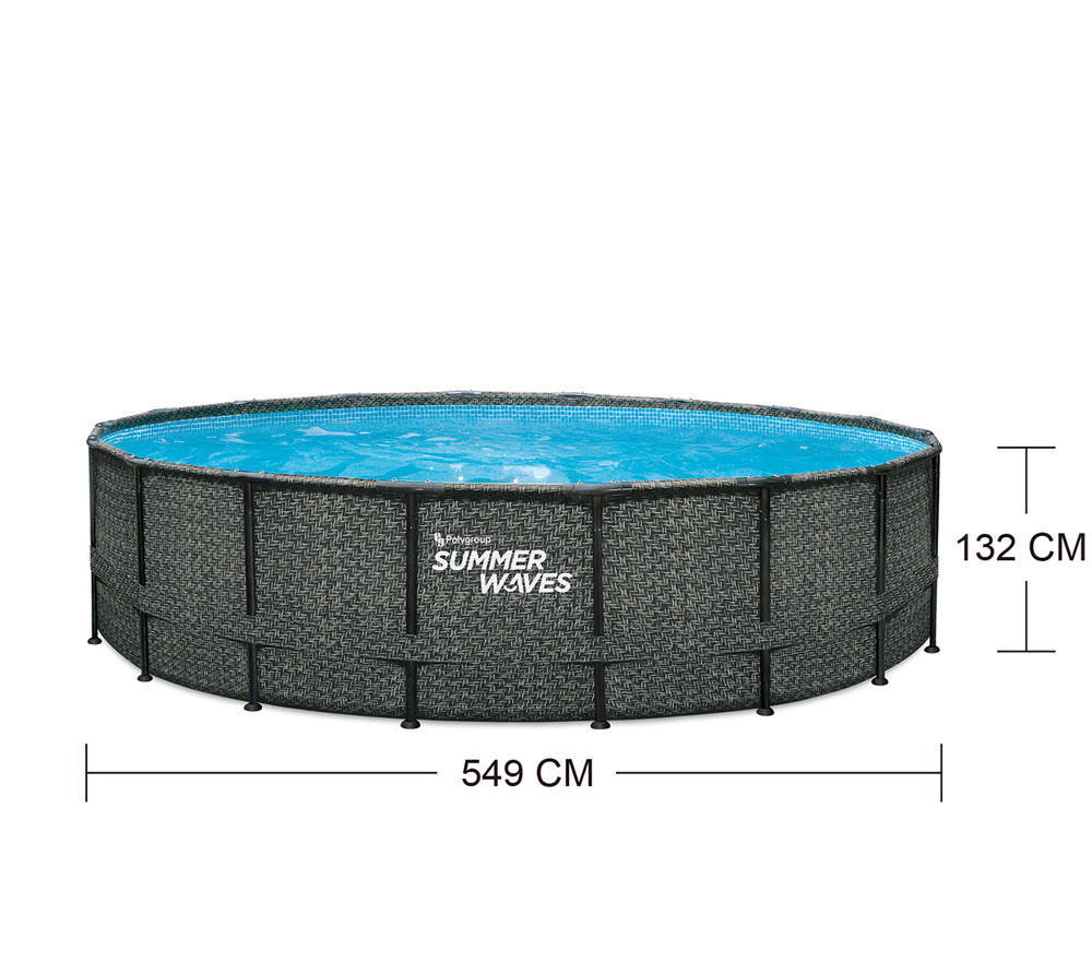 Opzet zwembad - rond 549x132 cm - grijs rattan look