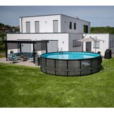Opzet zwembad - rond 549x132 cm - grijs rattan look