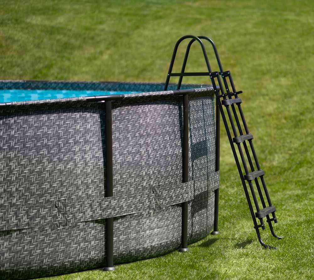 Opzet zwembad - rond 549x132 cm - grijs rattan look