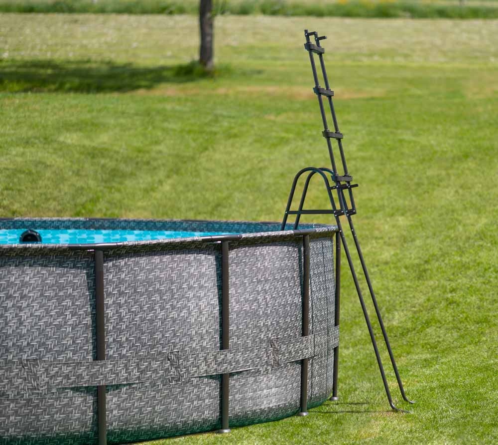Opzet zwembad - rond 549x132 cm - grijs rattan look