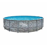 Opzet zwembad - rond 549x132 cm - grijs steen look
