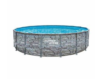 Opzet zwembad - rond 549x132 cm - grijs steen look