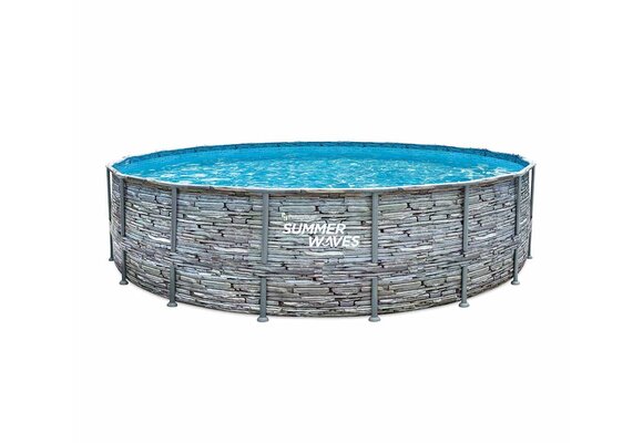 Opzet zwembad - rond 549x132 cm - grijs steen look