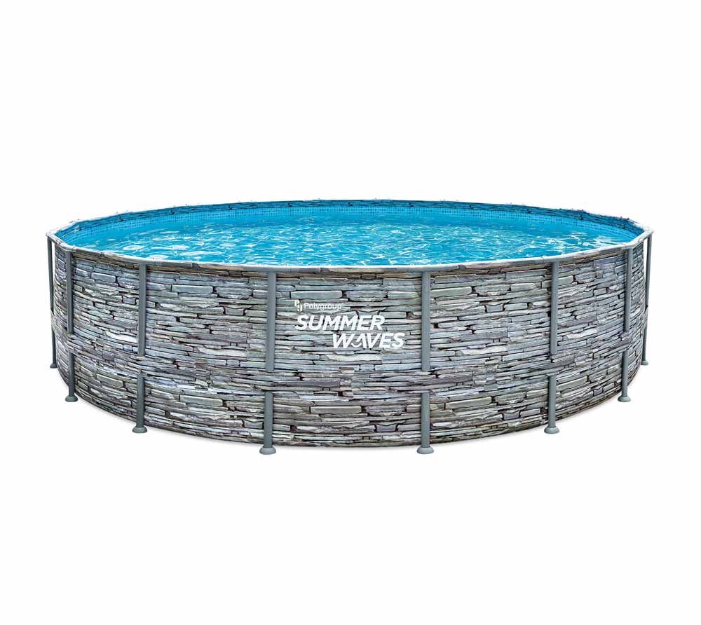 Opzet zwembad - rond 549x132 cm - grijs steen look