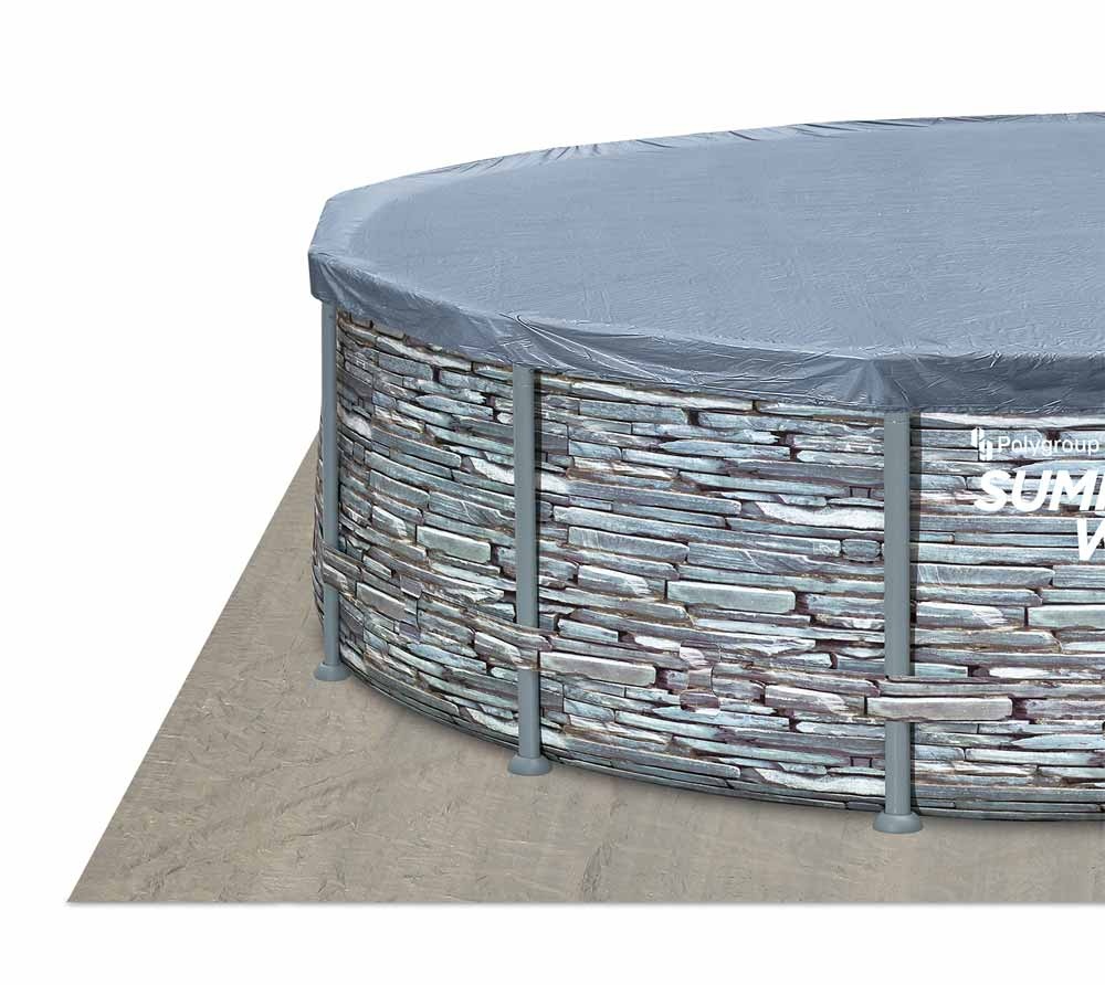 Opzet zwembad - rond 549x132 cm - grijs steen look
