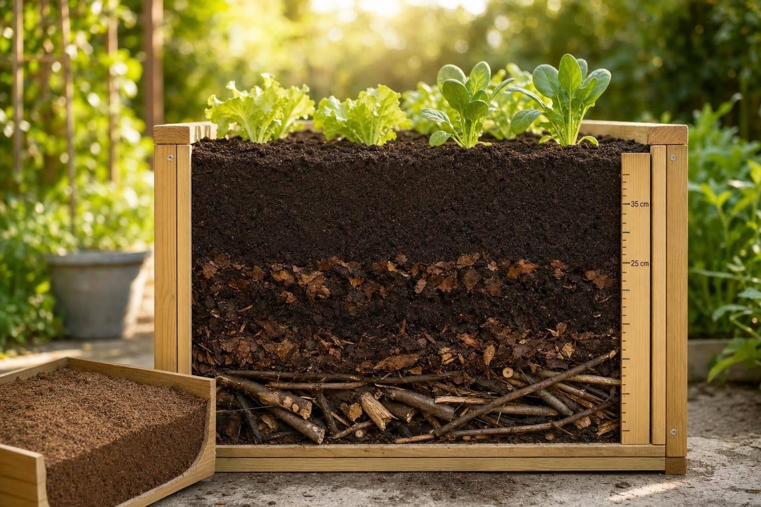 Moestuinbak vullen: het ideale grondrecept laag voor laag