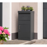 Pakketbrievenbus - 50x37x105 cm - antraciet - met plantenbak