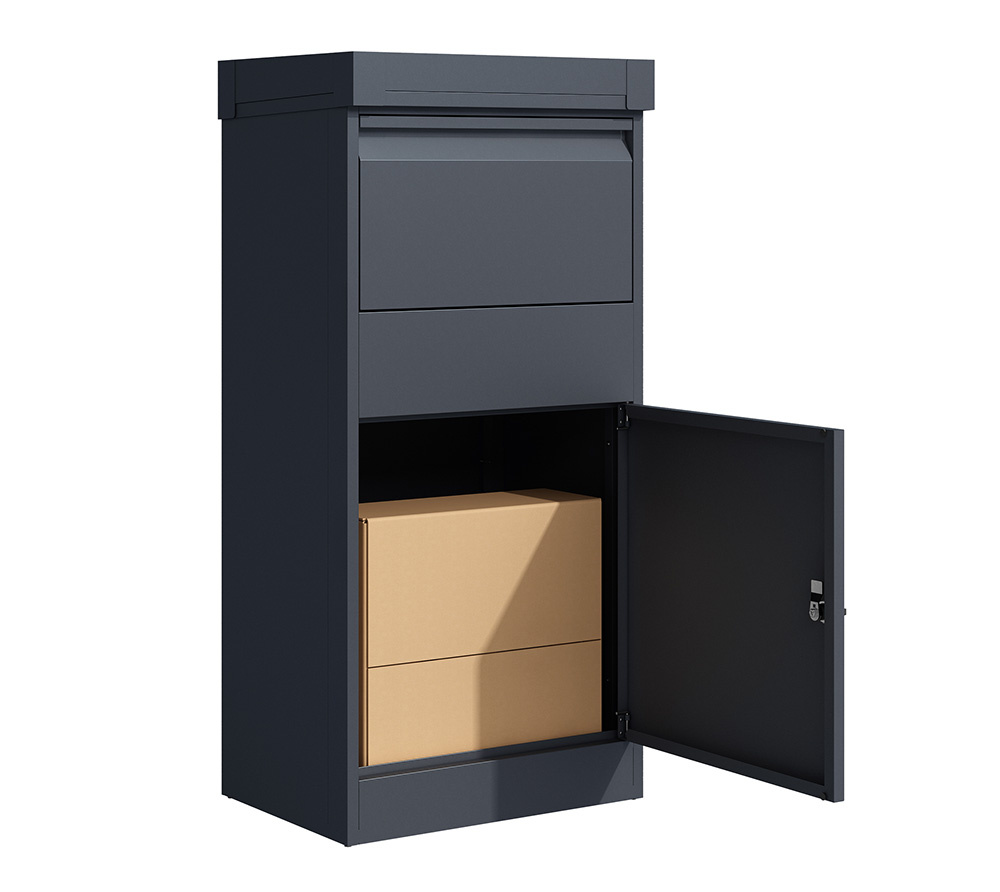 Pakketbrievenbus - 50x37x105 cm - antraciet - met plantenbak