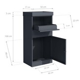 Pakketbrievenbus - 50x37x105 cm - antraciet - met plantenbak