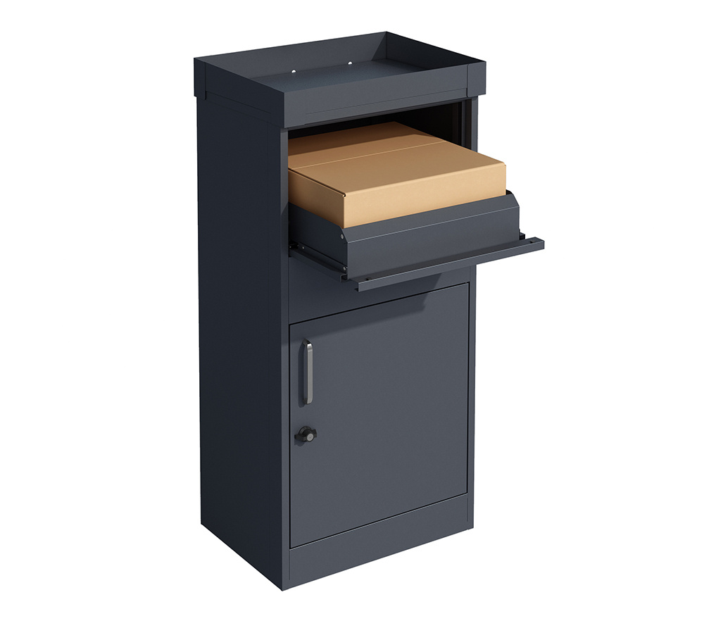 Pakketbrievenbus - 50x37x105 cm - antraciet - met plantenbak