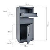 Pakketbrievenbus Pepe - 50x39x114 cm - staal - antraciet