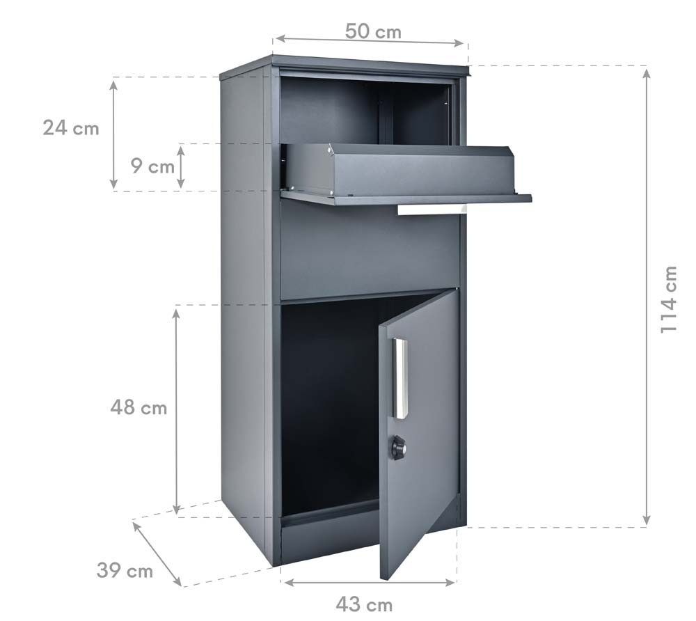 Pakketbrievenbus Pepe - 50x39x114 cm - staal - antraciet
