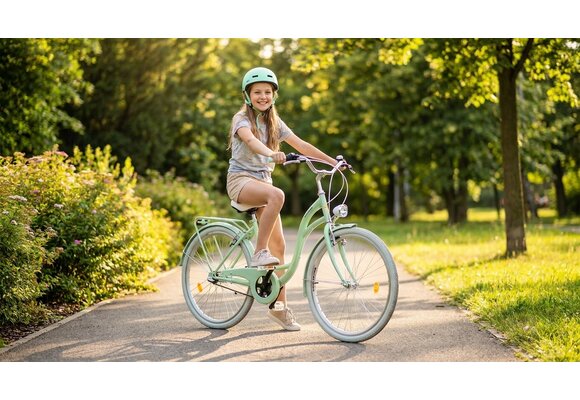 Meisjesfiets - 26 inch - met 3 versnellingen - mintgroen wit