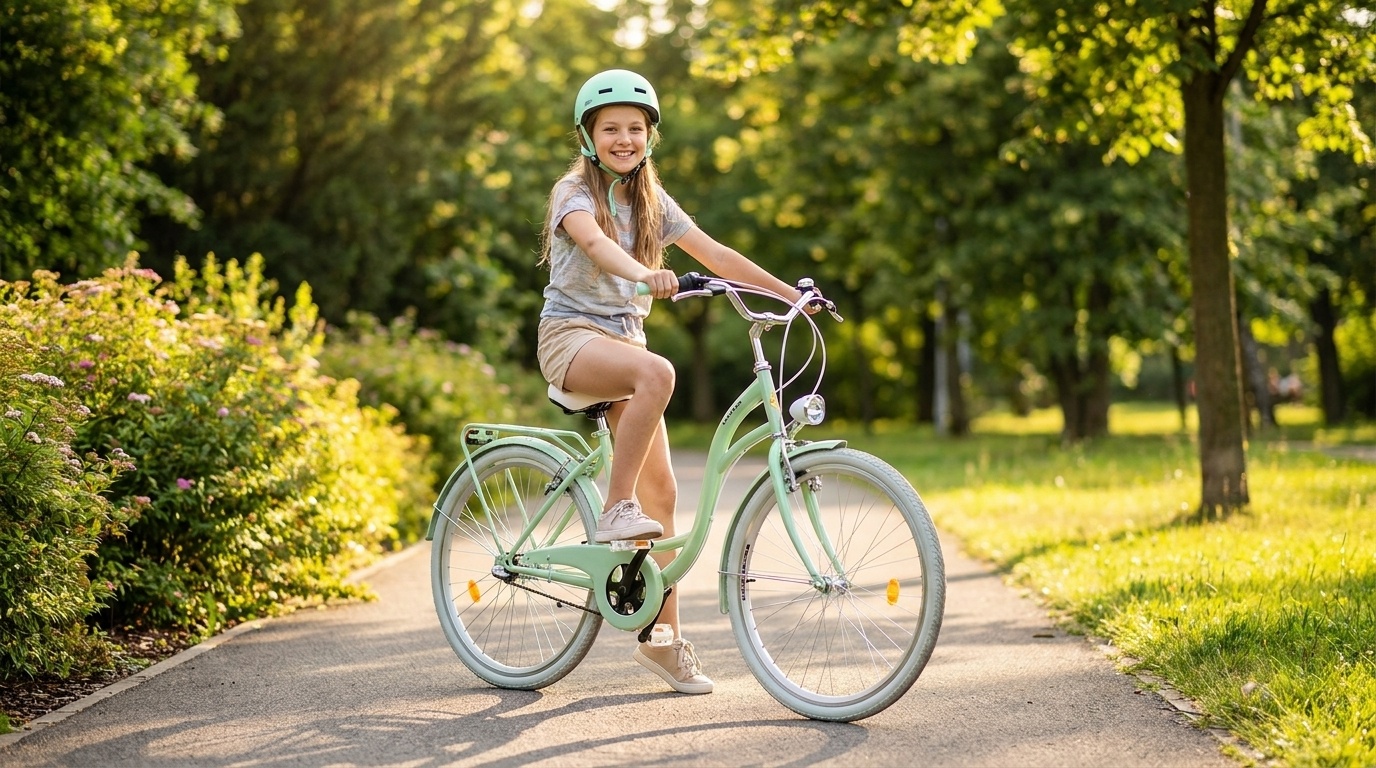 Meisjesfiets - 26 inch - met 3 versnellingen - mintgroen wit