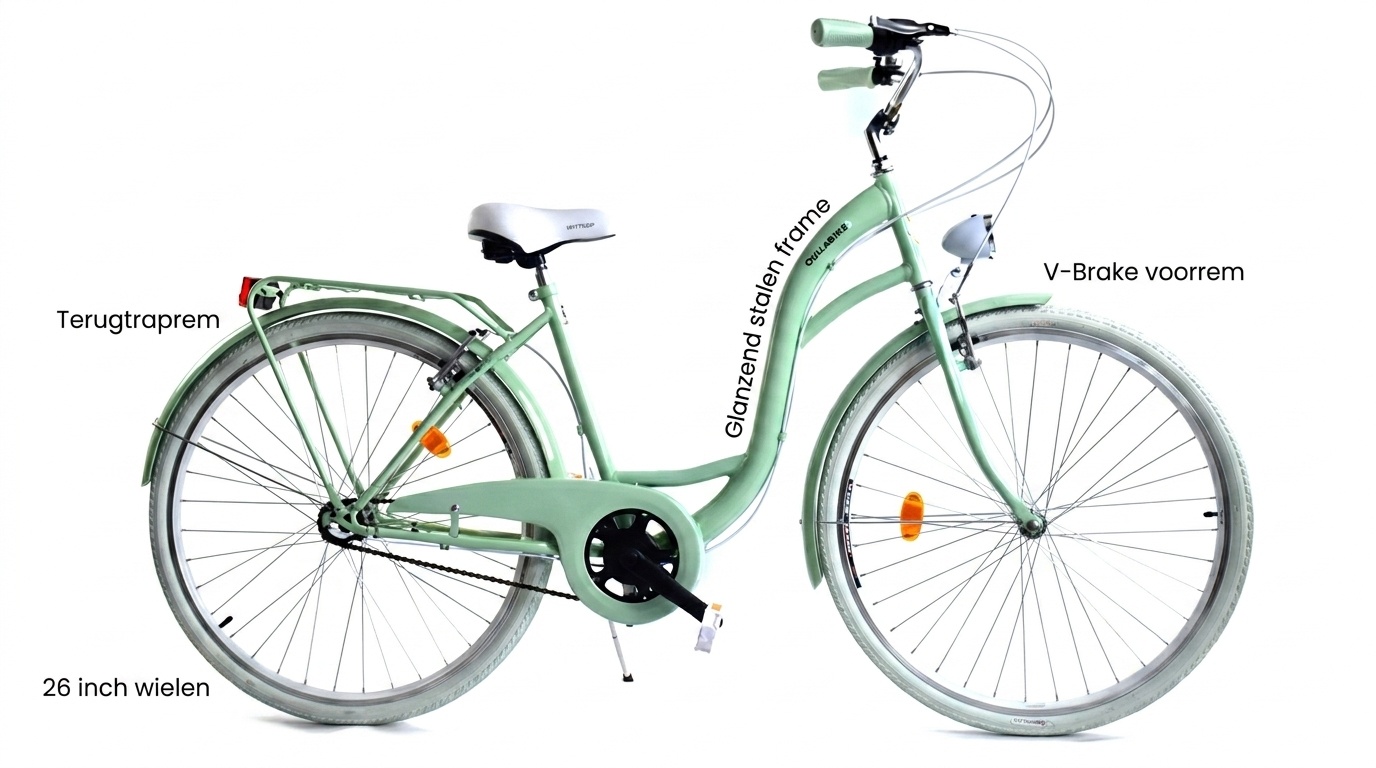 Meisjesfiets - 26 inch - met 3 versnellingen - mintgroen wit